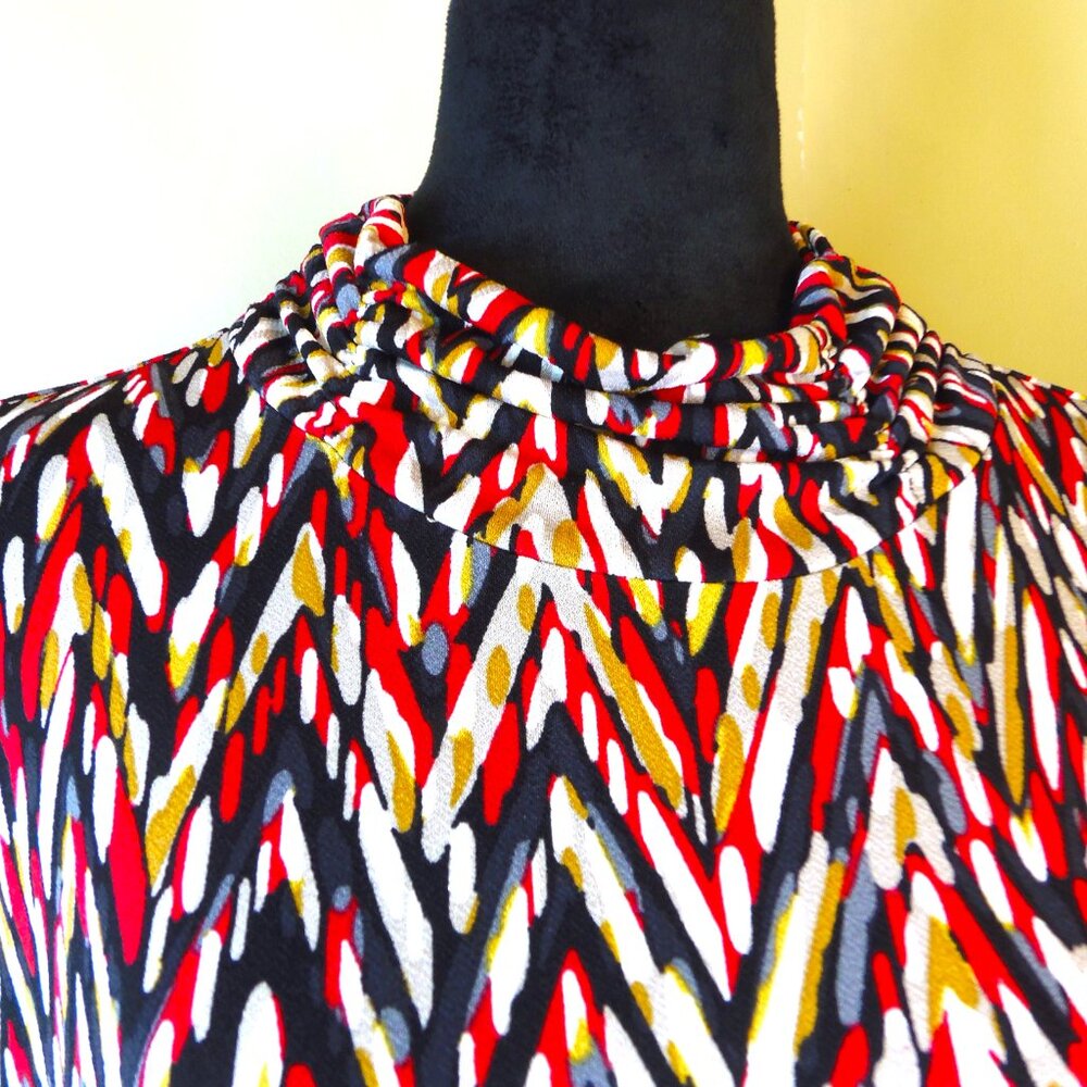 Susan Graver‎ Plus Sz 3XL Abstract Long Sleeve Mock Neck Pullover Blouse - Picture 4 of 8